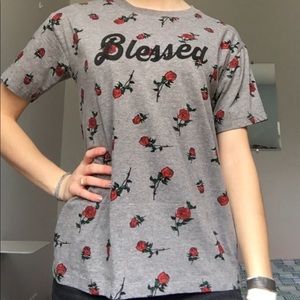 Blessed graphic tshirt with roses